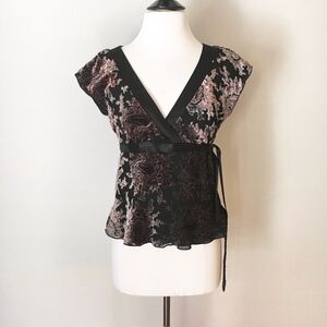 JALOUX ZALU Floral Velvet Top Size S